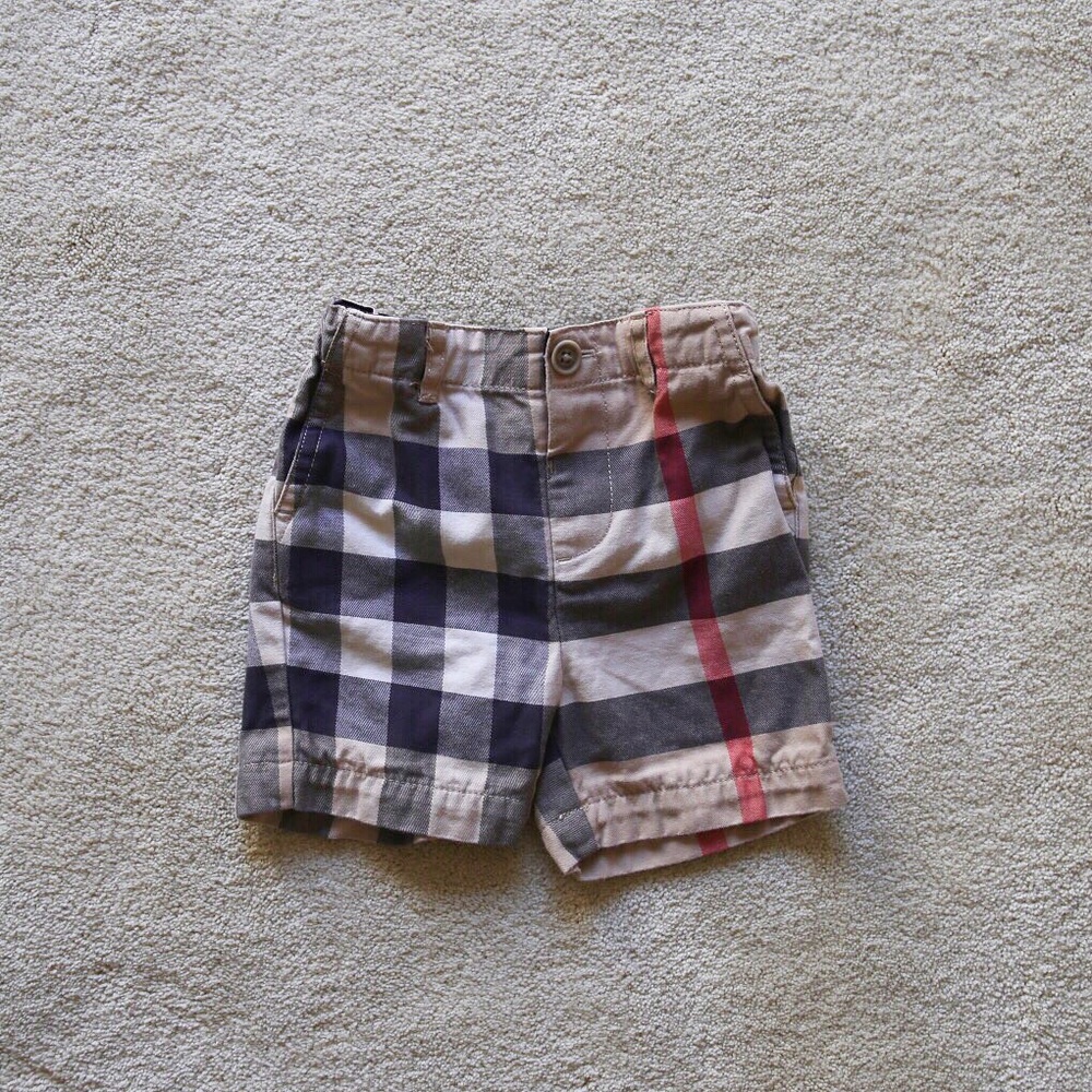 Burberry Kids “Sean” Cotton Check Print Shorts